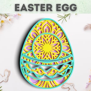 Layered Svg Easter Egg SVG - Mandala Svg Wall art  - Svg files for Cricut Projects, Laser Cut files