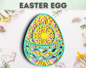 Layered Svg Easter Egg SVG - Mandala Svg Wall art  - Svg files for Cricut Projects, Laser Cut files