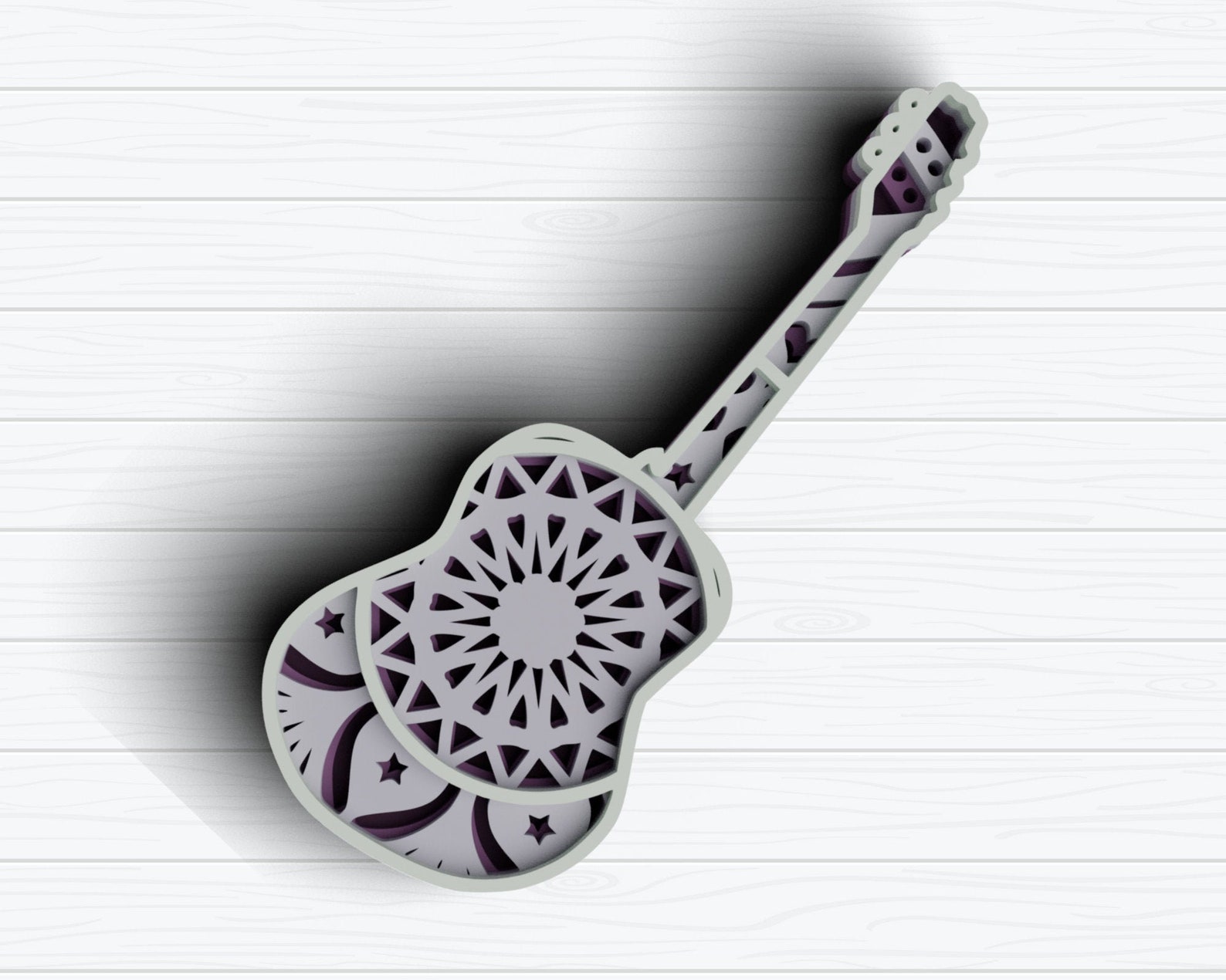 Download 3D Guitar SVG DXF files 3D Mandala Svg Music Svg Layered | Etsy