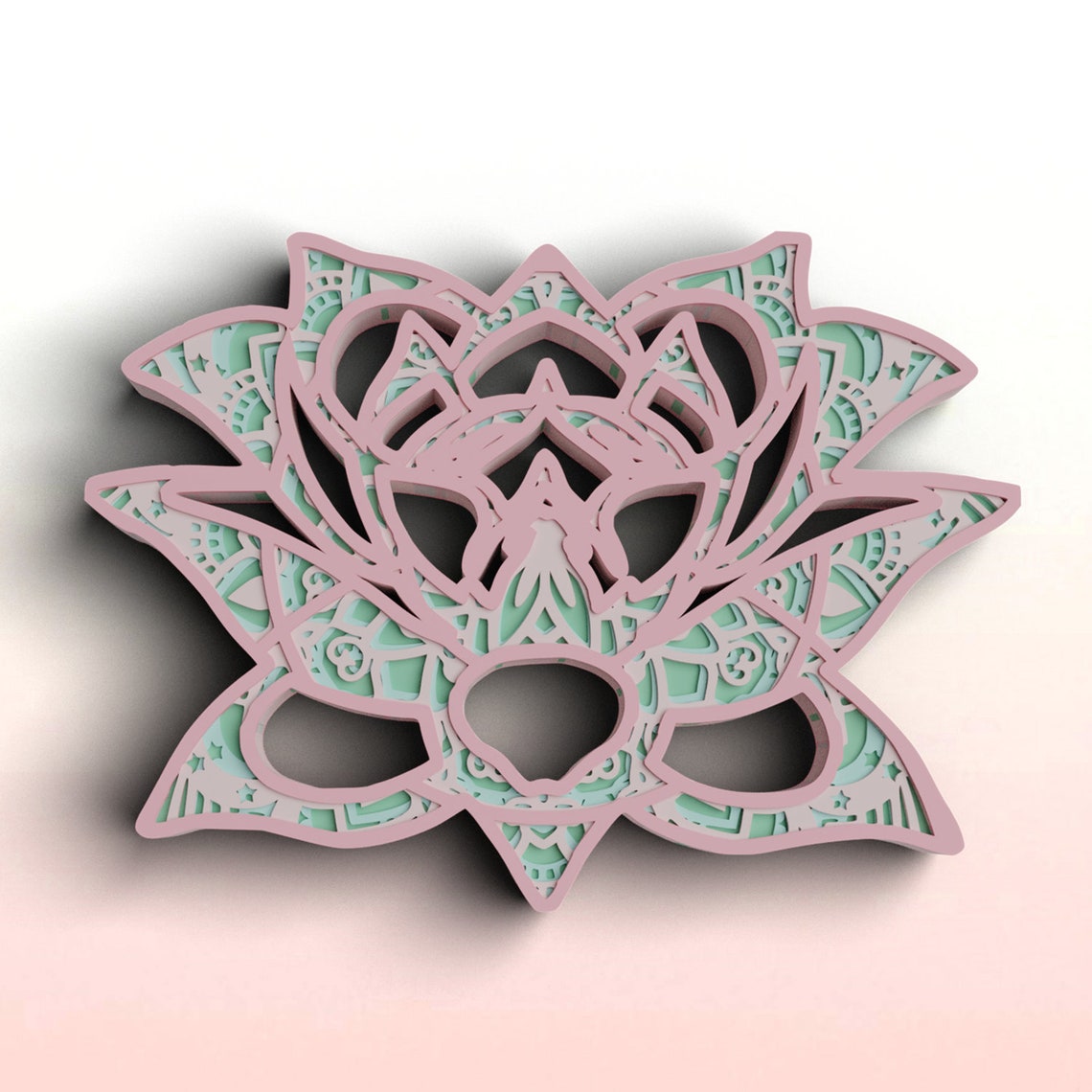 Download 3D Lotus SVG DXF Files 3D Mandala Svg Layered Lotus | Etsy