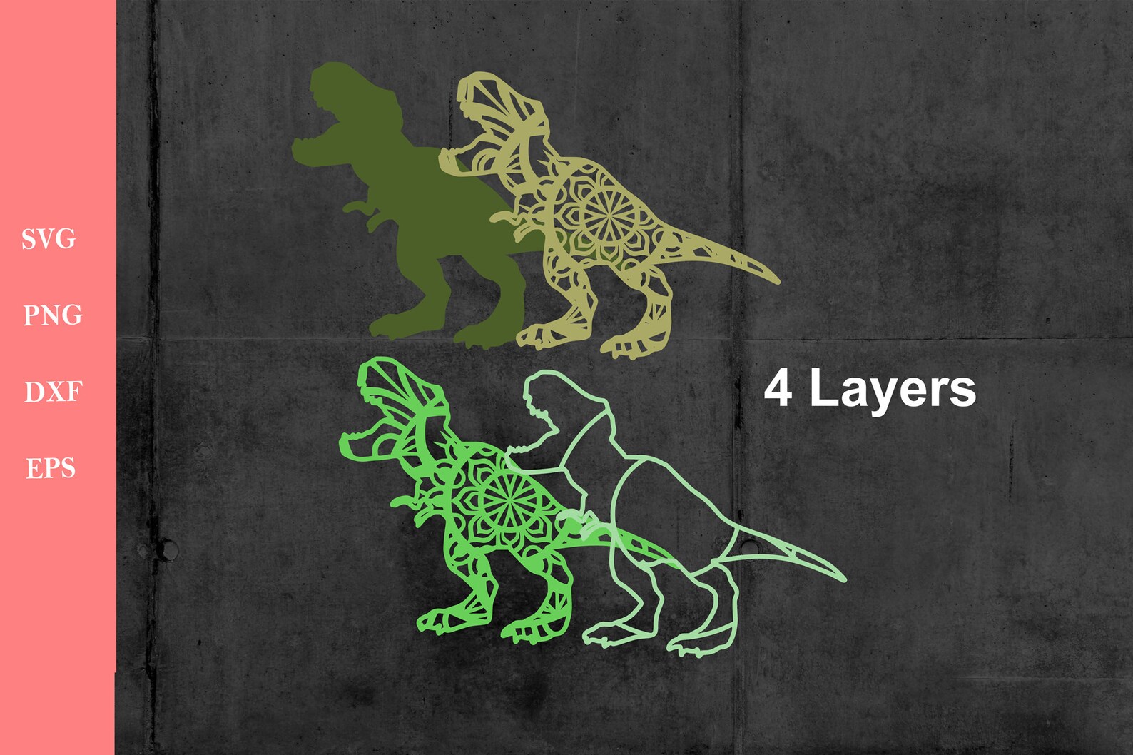 Download 3D Dinosaur SVG DXF Files 3D Mandala Svg Layered Mandala ...