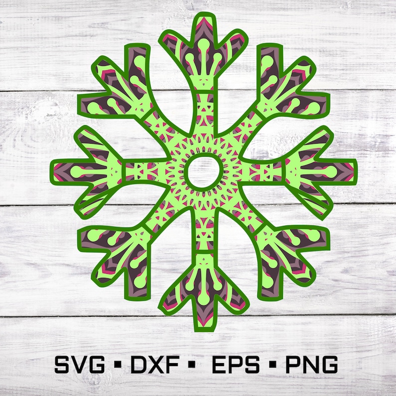 Snow Flake SVG 4 For Personal /& Commercial Use *Instant Download* 5 Layer 3d Mandala svg Christmas SVG Bundle