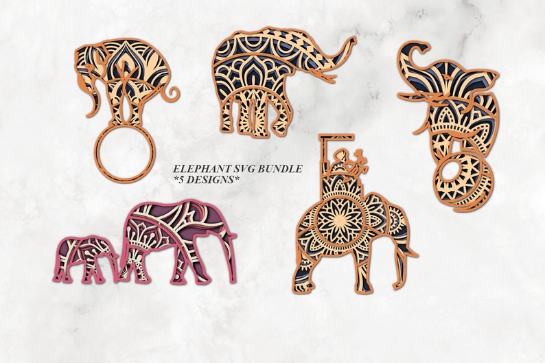 Elephant Svg Bundle 3D Mandala SVG PNG Elephant Gifts | Etsy