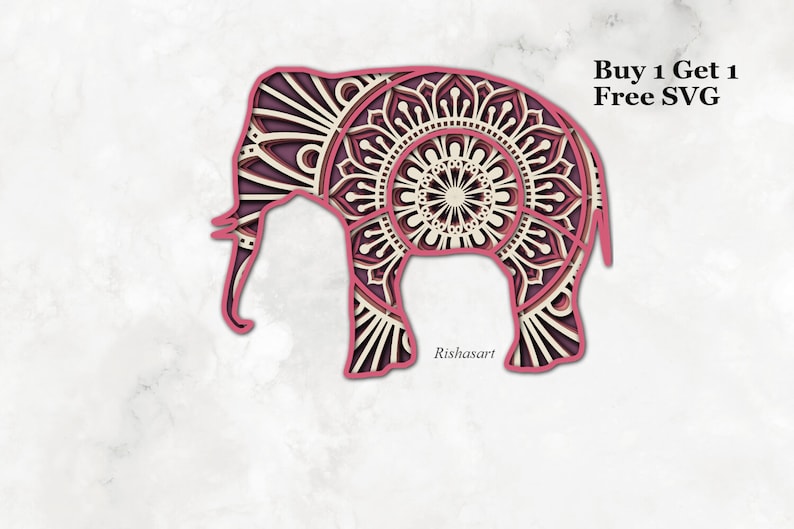 Download Elephant 5 Layer 3D Mandala SVG PNG Elephant Gifts Layered ...