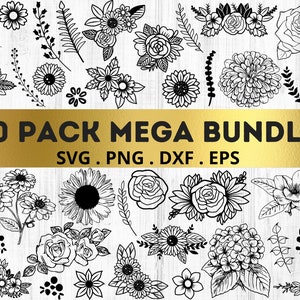 Floral SVG Bundle -  Wedding Svg - Flower Svg Leaves Svg files for Cricut