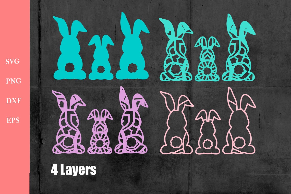Download 3D Easter Bunny SVG DXF files 3D Mandala Svg Easter Svg | Etsy