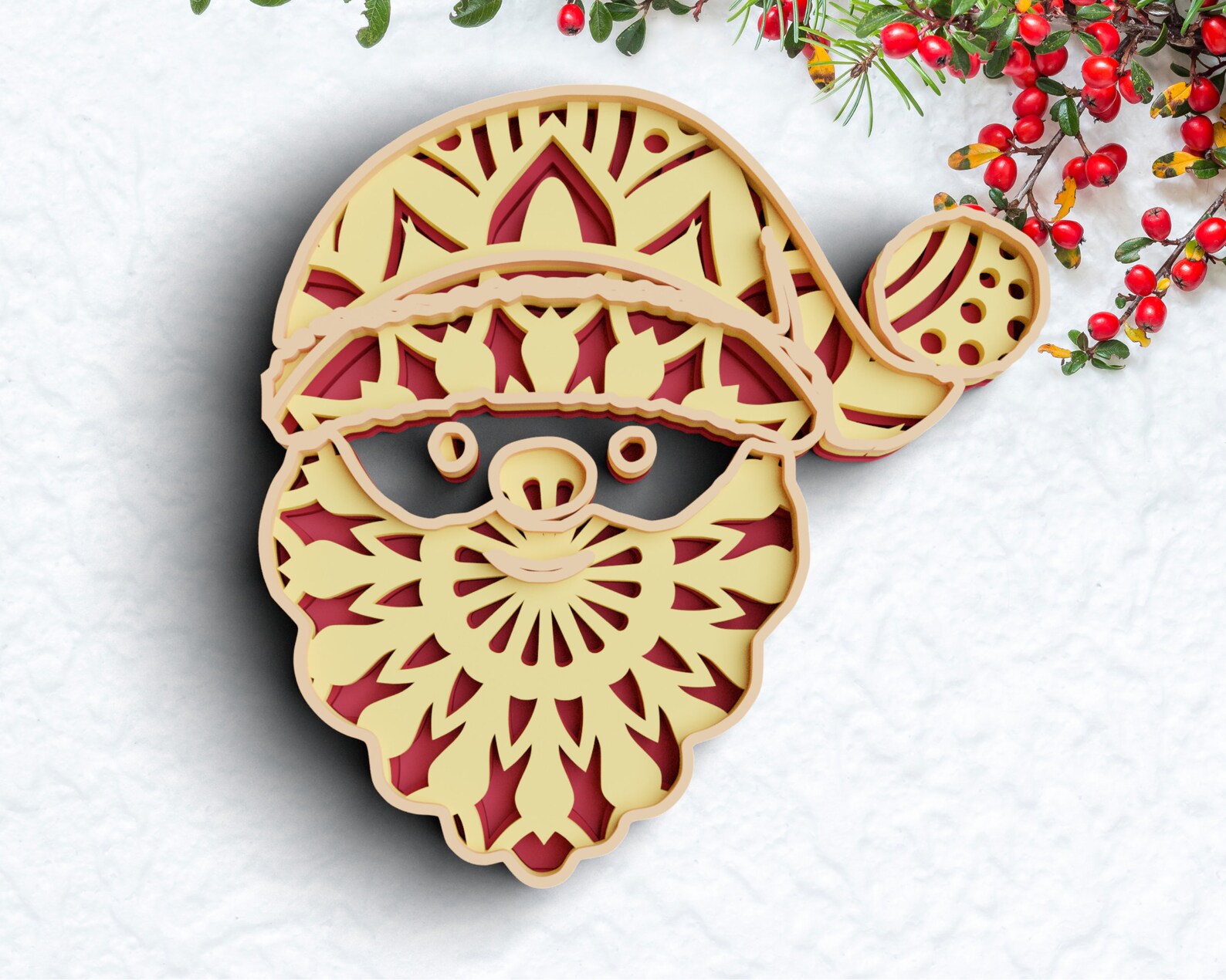 3D Christmas SVG DXF Santa Svg 3D Mandala Svg Layered | Etsy