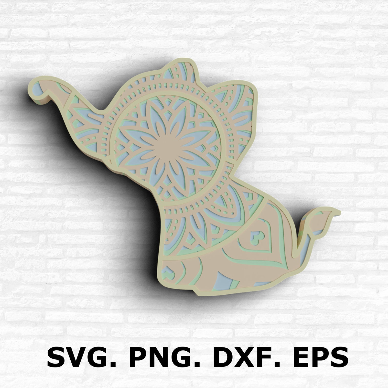Download Printable 3D Elephant SVG DXF Layered Mandala SVG | Etsy