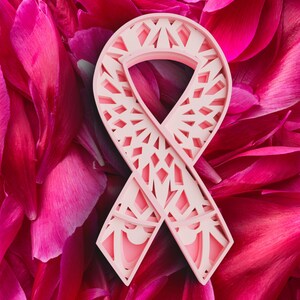 3D Layered Cancer Ribbon SVG DXF 4 Layer Awareness Svg 3D Shadow box Svg Mandala Cricut Projects, Laser Cut image 7