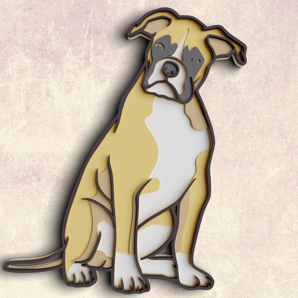 3D Boxer Dog SVG DXF 5 Layer - Pet Svg 3D Mandala Svg - Layered Mandala Cricut Projects, Laser Cut