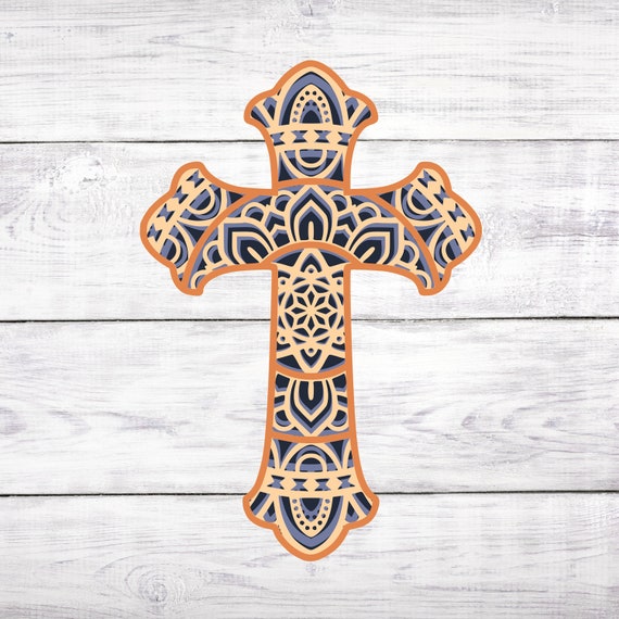 Download Cross Layered Svg 4 Layer 3d Mandala Svg Chrisian Svg Faith Etsy