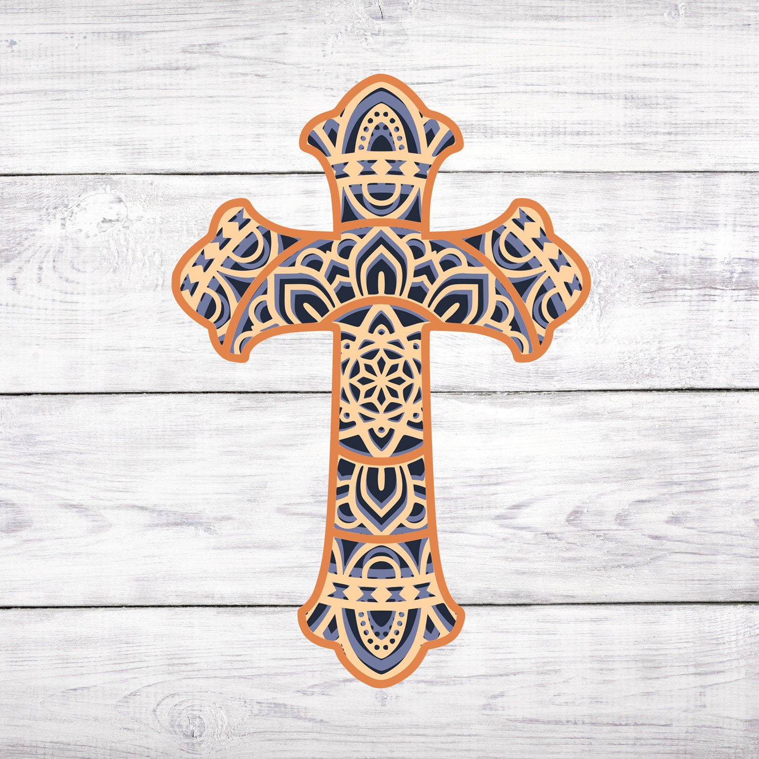 Download Cross Layered Svg 4 Layer 3d Mandala Svg Chrisian Svg Faith Etsy