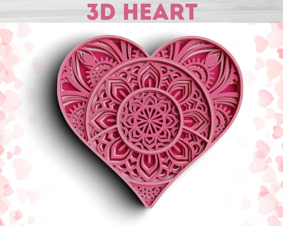 Craft Supplies & Tools Love Svg 3D Mandala Svg Laser Cut 3D Valentine ...
