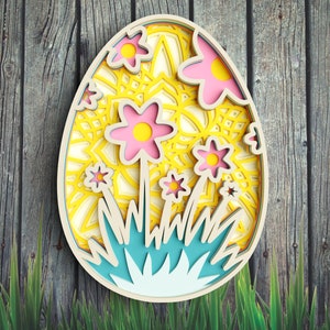 Layered Floral Easter Egg SVG DXF - Mandala Svg Shadow Box - Svg files for Cricut, Laser Cut files