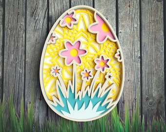 Layered Floral Easter Egg SVG DXF - Mandala Svg Shadow Box - Svg files for Cricut, Laser Cut files