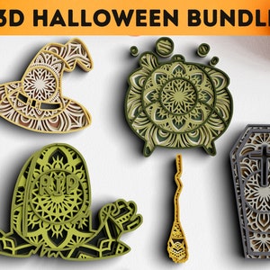 3D Layered Halloween SVG DXF - DXF files for Plasma - 3D Mandala Svg files for Cricut, Glowforge Project