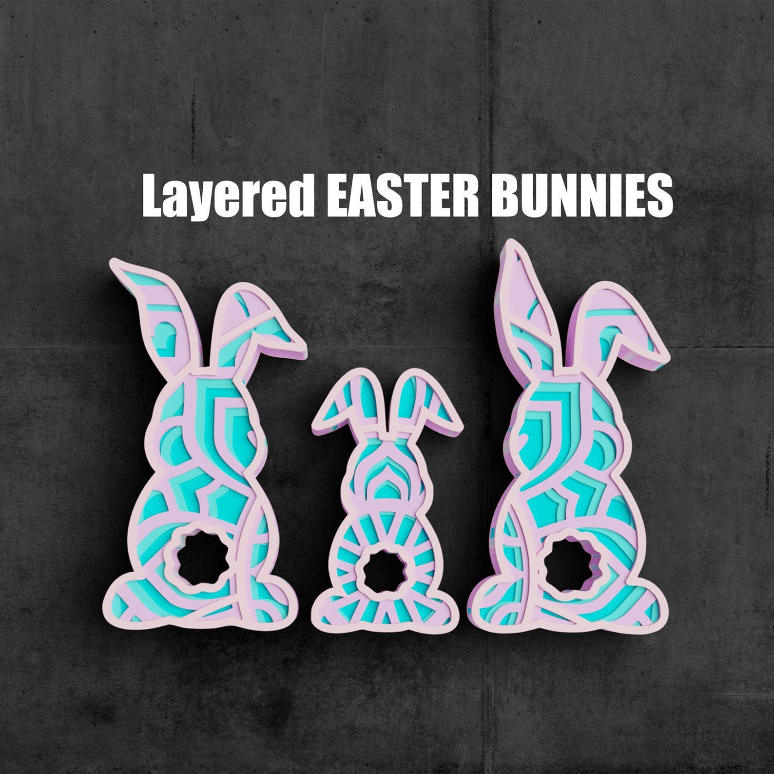Download 3D Easter Bunny SVG DXF files 3D Mandala Svg Easter Svg | Etsy