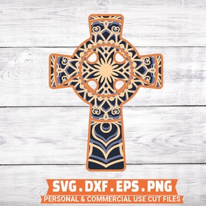 Download Cross Layered Svg 4 Layer 3d Mandala Svg Chrisian Svg Faith Etsy PSD Mockup Templates