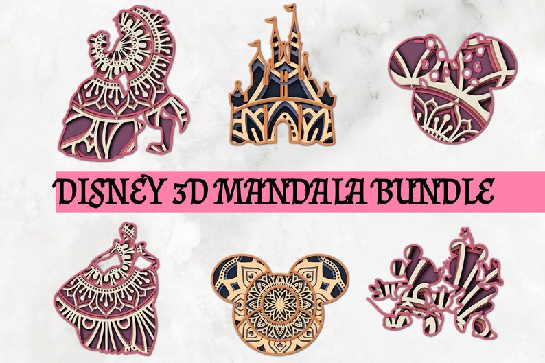 Download Disney Bundle SVG 4 5 Layers 3D Mandala SVG Mickey head ...