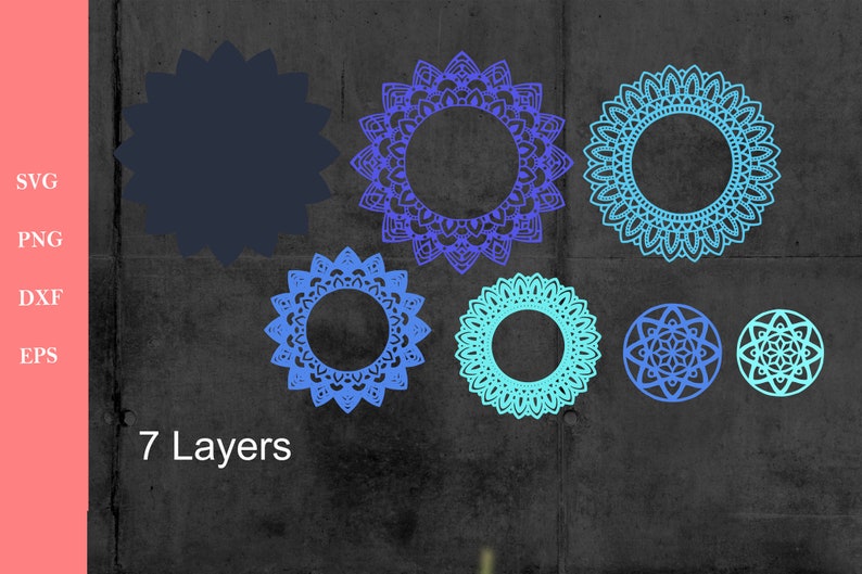 Download 3d Mandala Svg Flower Mandala Svg Dxf 7 Layers Layered Flower Svg Files For Cricut Blueprints Patterns Craft Supplies Tools Vadel Com