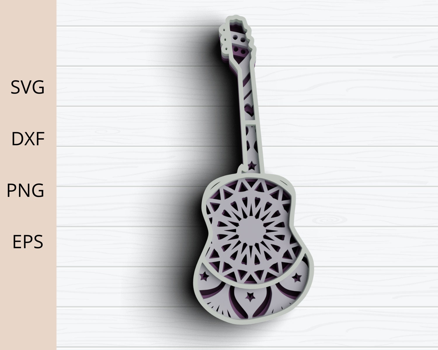 Download 3D Guitar SVG DXF files 3D Mandala Svg Music Svg Layered ...