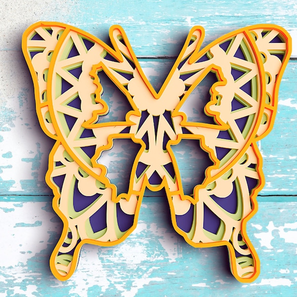 3D Butterfly SVG DXF 4 Layer - Sunflower Svg 3D Shadow box Svg - Layered Mandala Svg files for Cricut, Laser Cut 3D Butterfly SVG DXF 4 Layer - Sunflower Svg 3D Shadow box Svg - Layered Mandala Svg files for Cricut, Laser Cut