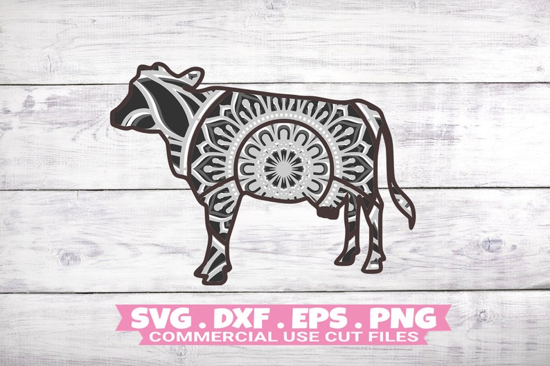 Download Cow Layered Svg 4 Layer Animal Svg Animal Mandala Svg Farm Etsy