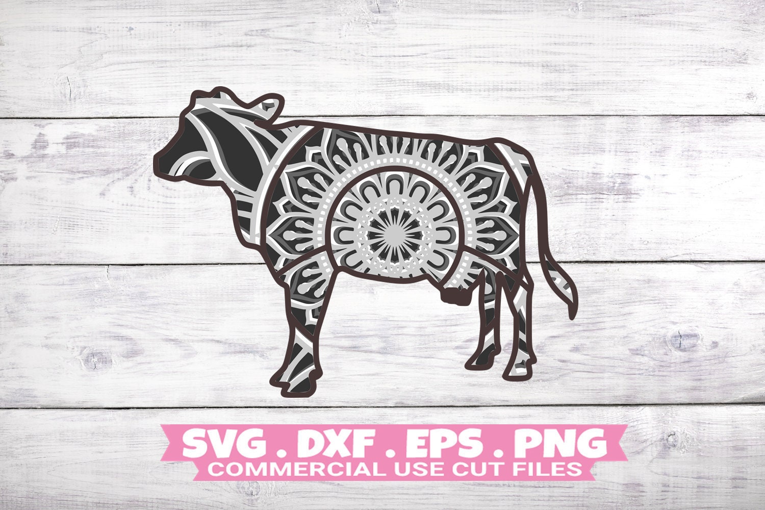 Download Cow Layered SVG 4 Layer Animal Svg Animal Mandala Svg Farm ...