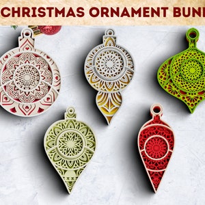 3D Christmas SVG DXF Bundle - Ornament Svg 3D Mandala Svg - Layered Mandala Cricut Projects, Laser Cut