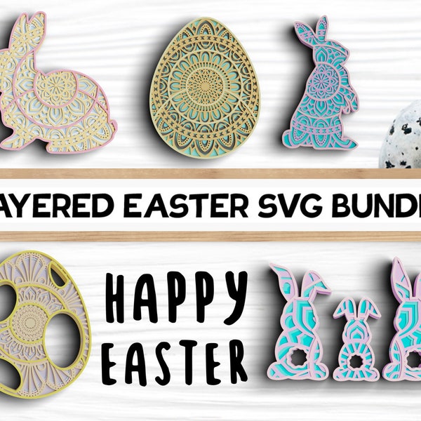 3D Easter Layered Svg Bundle  - Mandala Svg - Svg files for Cricut Projects, Laser Cut Designs