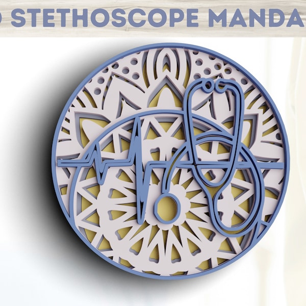 3D Stethoscope SVG DXF 4 Layer - Doctor Svg 3D Shadow box Svg - Layered Mandala Svg files for Cricut, Laser Cut 3D Stethoscope SVG DXF 4 Layer - Doctor Svg 3D Shadow box Svg - Layered Mandala Svg files for Cricut, Laser Cut