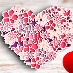 Mandala Svg Floral Heart Layered SVG DXF - Love Svg - Layered Mandala Svg files for Cricut, Laser Cut files