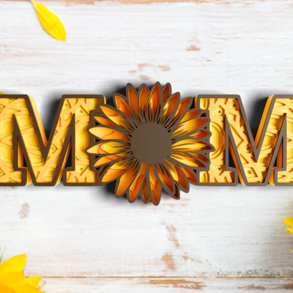 3D Sunflower SVG DXF 6 Layer - Floral Svg 3D Mandala Svg - Layered Mandala Cricut Projects, Laser Cut files