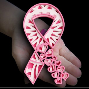 3D Layered Cancer Ribbon SVG DXF 4 Layer Awareness Svg 3D Shadow box Svg Mandala Cricut Projects, Laser Cut image 8