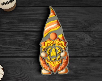 3D Layered Halloween Gnome SVG - DXF files for Plasma - 3D Mandala Svg files for Cricut, Glowforge Project