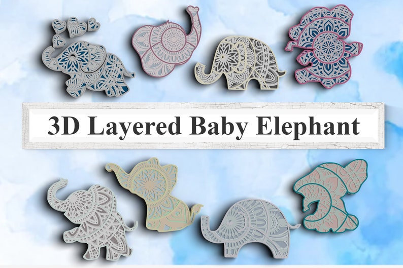 3D Elephant SVG DXF Bundle Nippon regular agency - La Special Campaign Svg Shower Mandala Baby