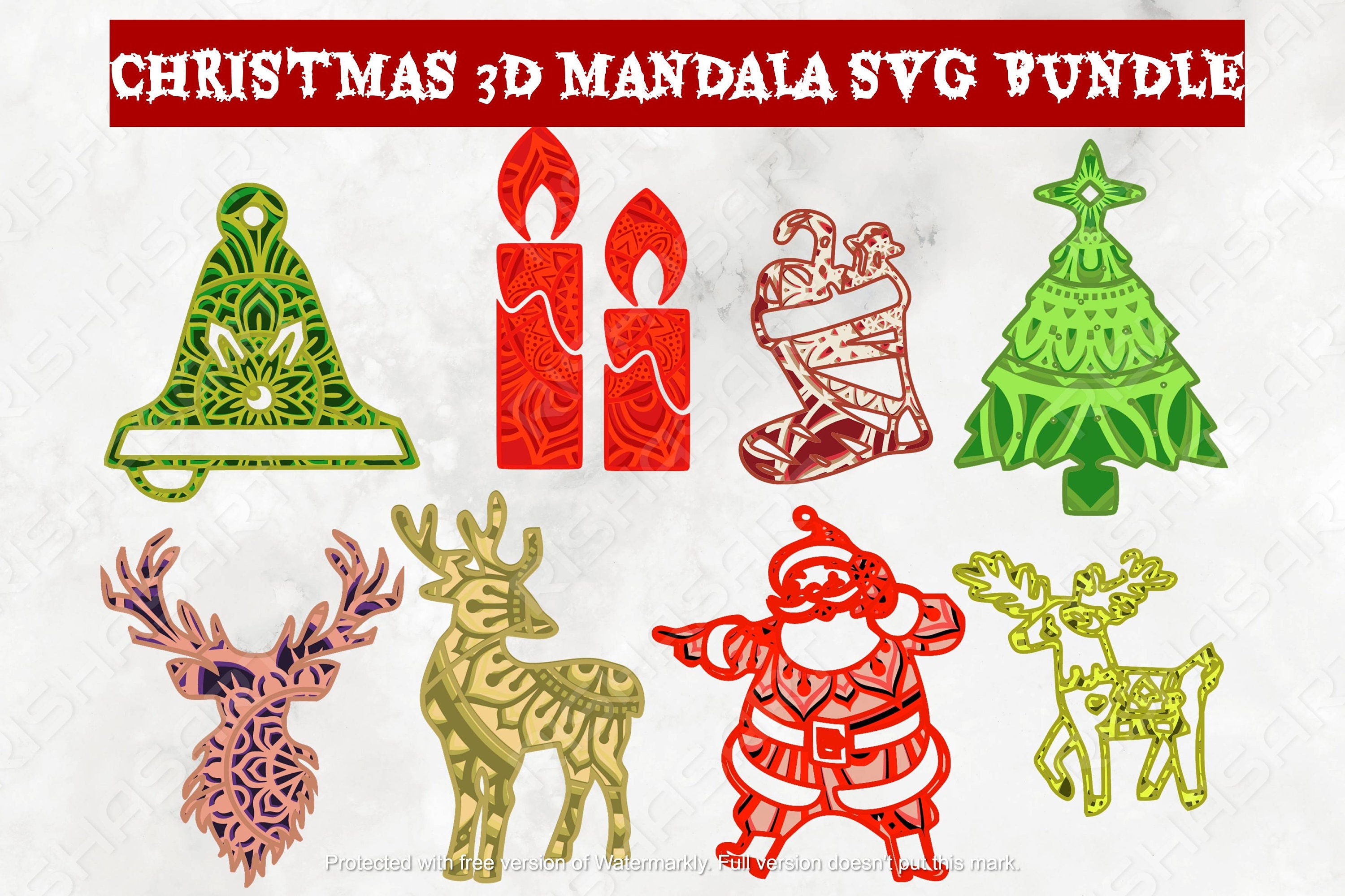 Download Christmas Svg Bundle 3d Mandala Svg Christmas Tree Svg Etsy