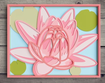 3D Lotus SVG DXF 8 Layer - Flower Svg 3D Mandala Svg - Layered Mandala Svg files for Cricut, Laser Cut