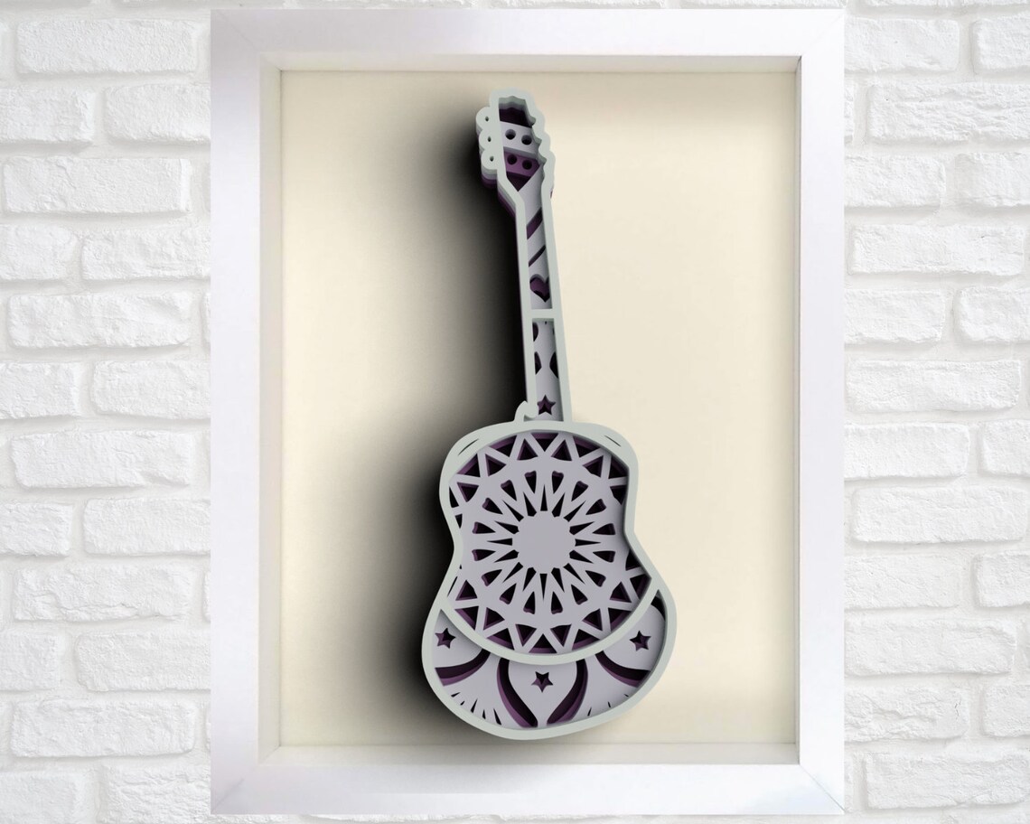 Download 3D Guitar SVG DXF files 3D Mandala Svg Music Svg Layered | Etsy