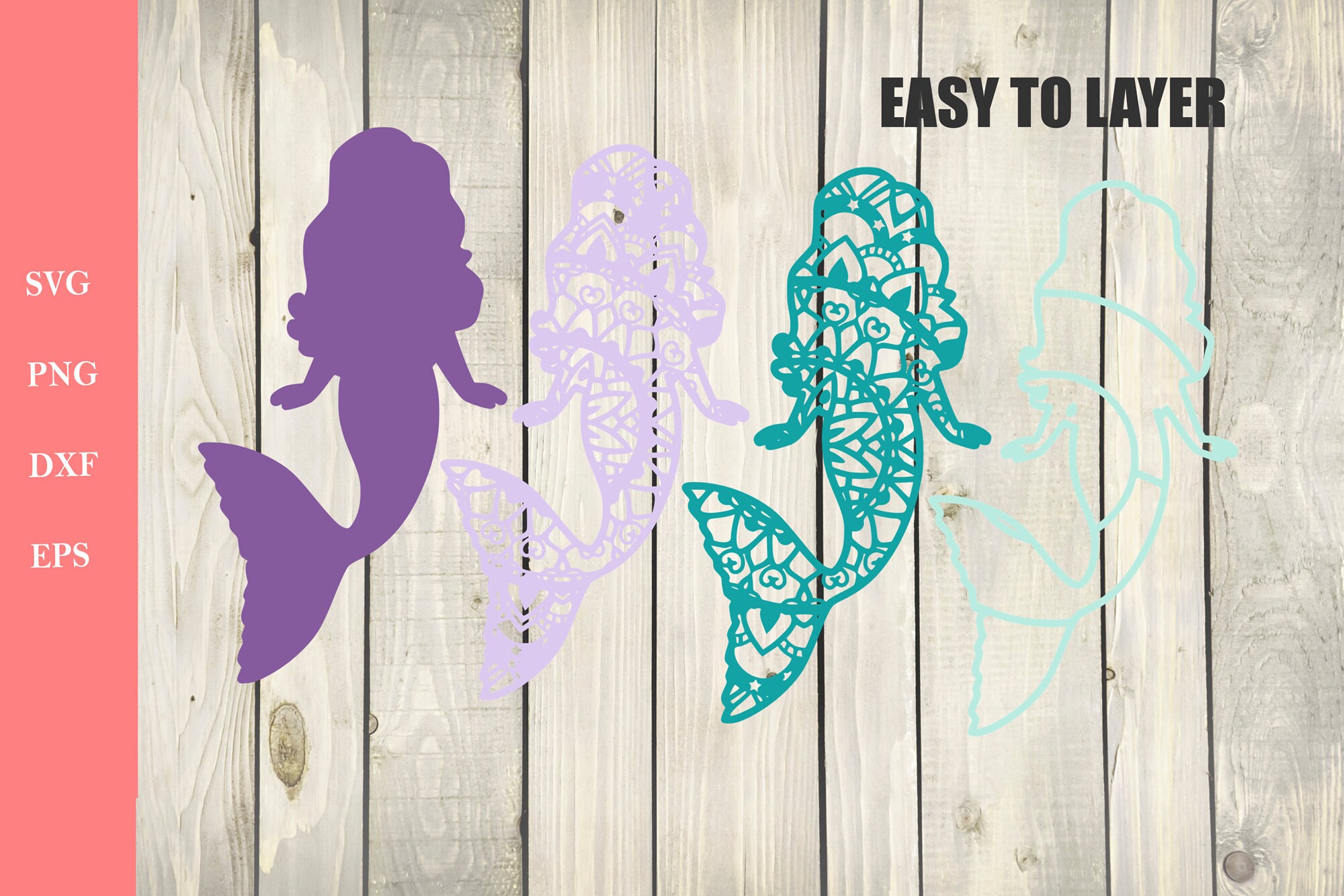 Download Layered Mermaid Mandala SVG 3D Mandala Svg 4 Layers 3D | Etsy
