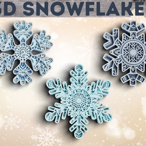 3D Snowflake SVG DXF 4 Layer - Christmas Svg 3D Mandala Svg - Layered Mandala Svg files for Cricut, Laser Cut