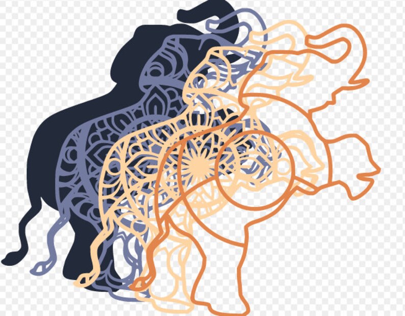 Download Elefante 4 Capa 3D Mandala SVG SVG PNG Elephant Gifts En ...