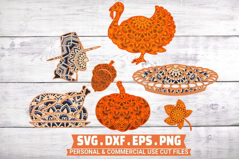 Download 3D Thanksgiving Layer SVG Bundle 4 Layers Turkey Mandala | Etsy