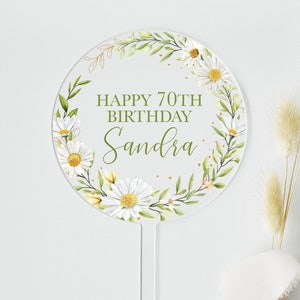 Daisy Floral Birthday Acrylic Cake Topper | Personalised Birthday Cake Topper