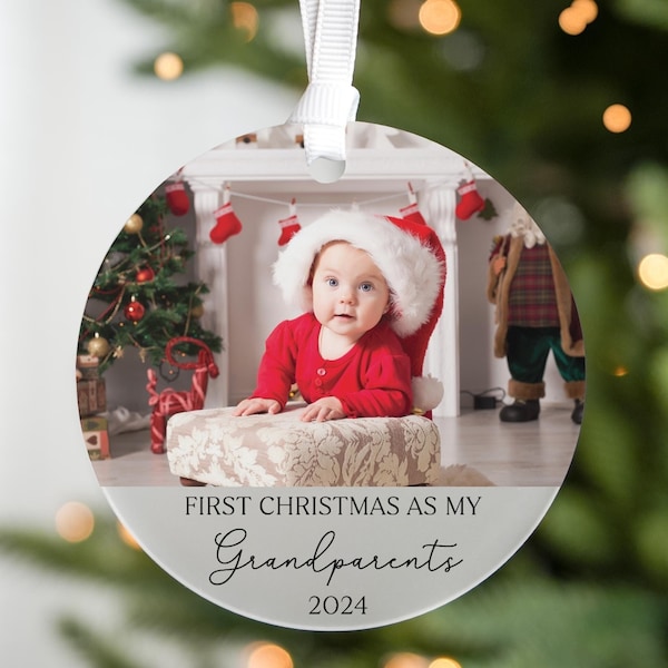 First Christmas as Grandparents Bauble | Personalised Acrylic Christmas Decoration | Grandparents Wooden Bauble