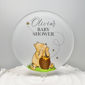Personalised Winnie the Pooh Cake Decorations, Childrens Birthday Party  Cake Toppers, Wood Cake Decoration, Customisable Cake Topper 5 Pcs 