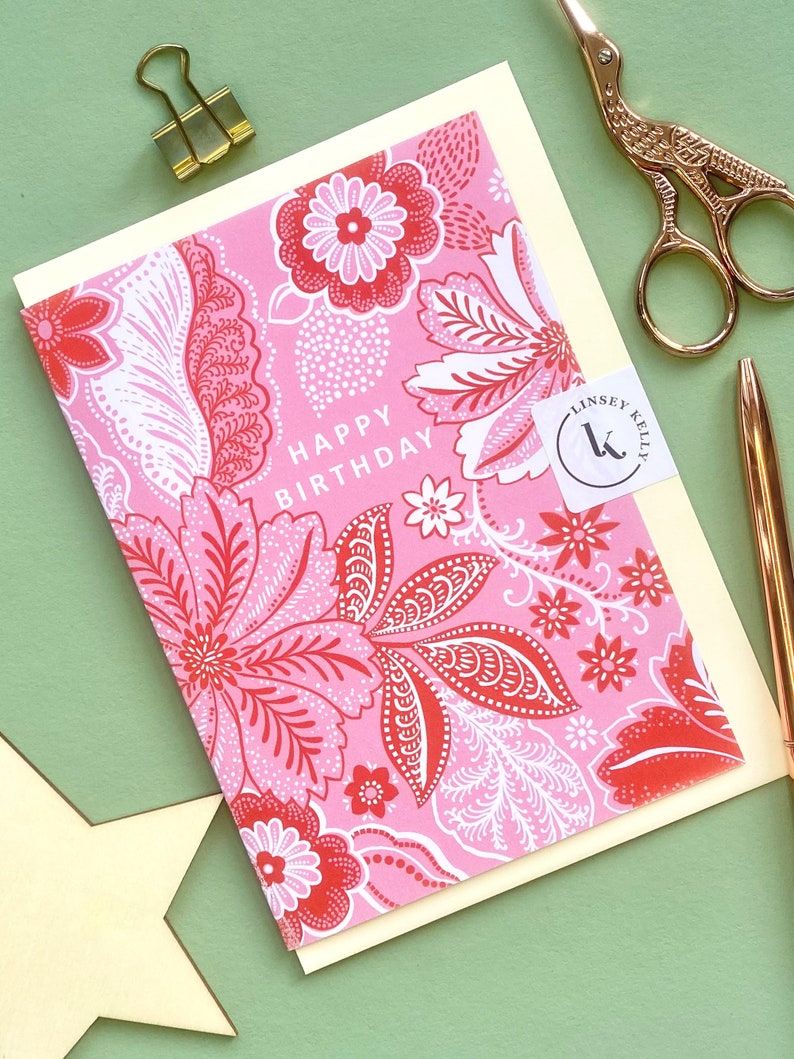 5 Happy Birthday Card Bundle / Greetings Cards Uk /floral Illustrated