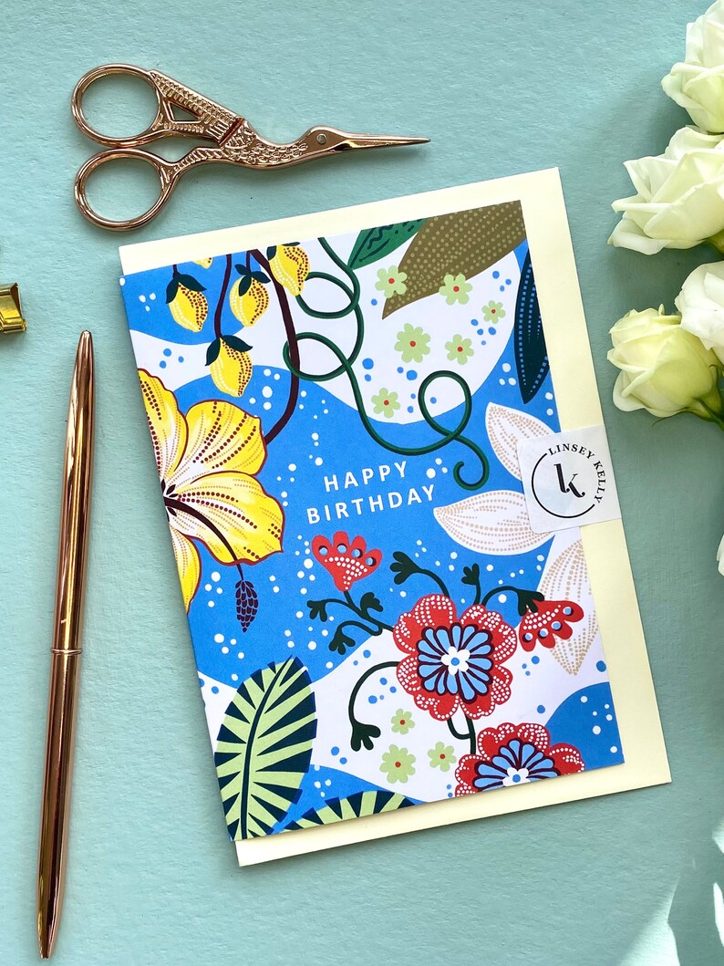 5 Happy Birthday Card Bundle / Greetings Cards Uk /floral Illustrated
