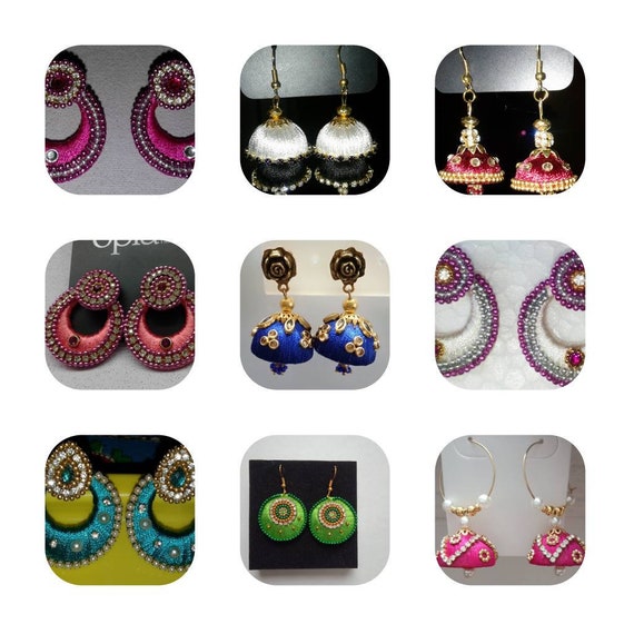 Designer Earrings silk Thread Fashionable Earrings handmade Earrings return Gifts indian Jhumka Earrings indian Chandbali thread Earrings Etsy Australia