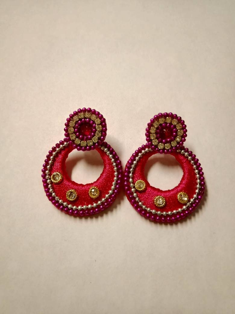 Gajji Silk handmade clothes earrings